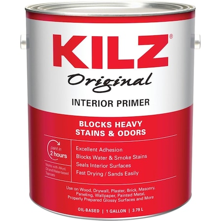Kilz Original Oil-Based Low VOC Interior Primer Sealer Stainblocker, White, 1 Gal. 10036